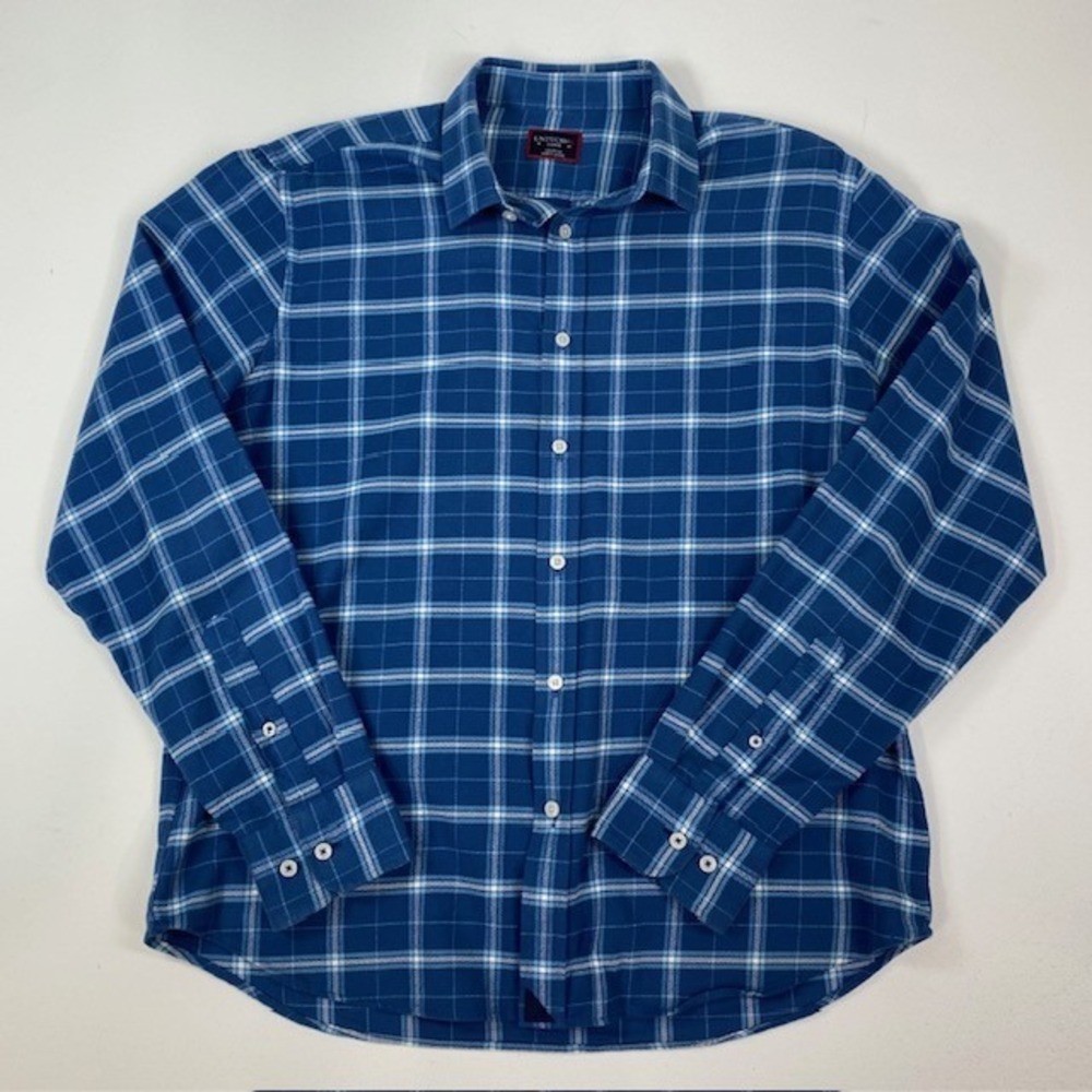 UNTUCKIT‎ Callahan Mens Large Blue Plaid Button Down Long Sleeve Shirt